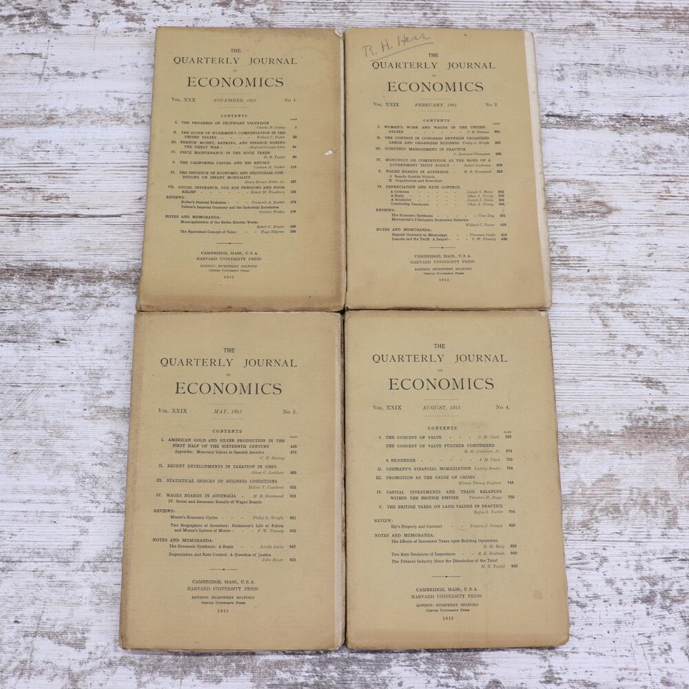 The Quarterly Journal Of Economics 1915 Full Year Set